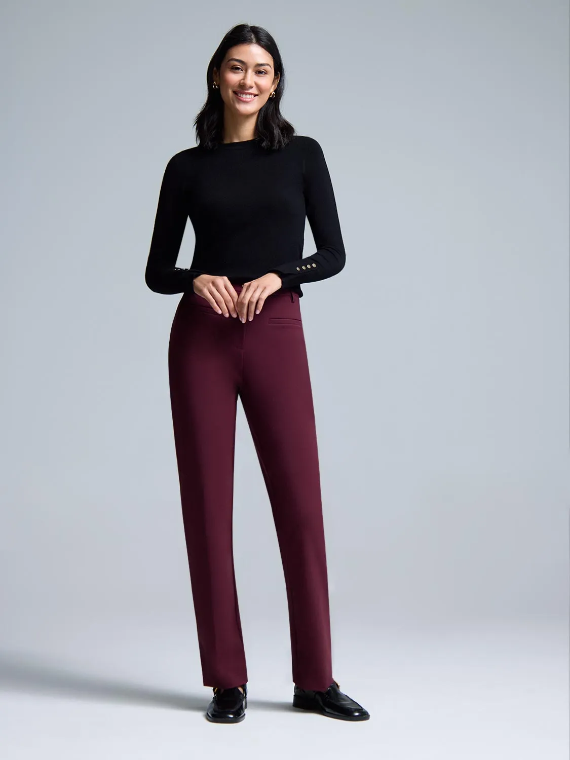 Mid-Rise Straight Leg Stretch Pants sold by Suzy Shier product image thumbnail 3