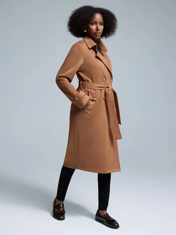 Faux Suede Trench Coat sold by Suzy Shier