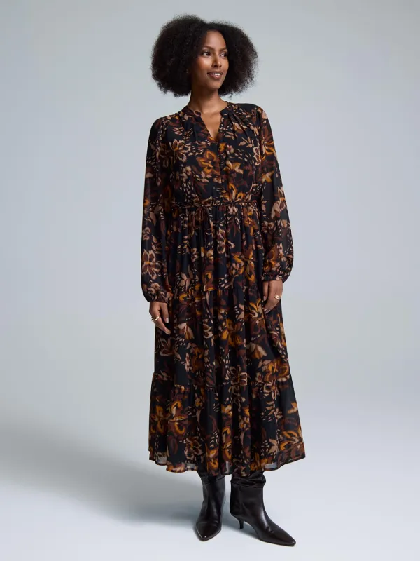 Floral Tiered Chiffon Maxi Dress sold by Suzy Shier