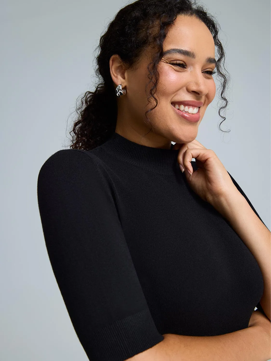 Elbow Sleeve Mock Neck Top sold by Suzy Shier product image thumbnail 3