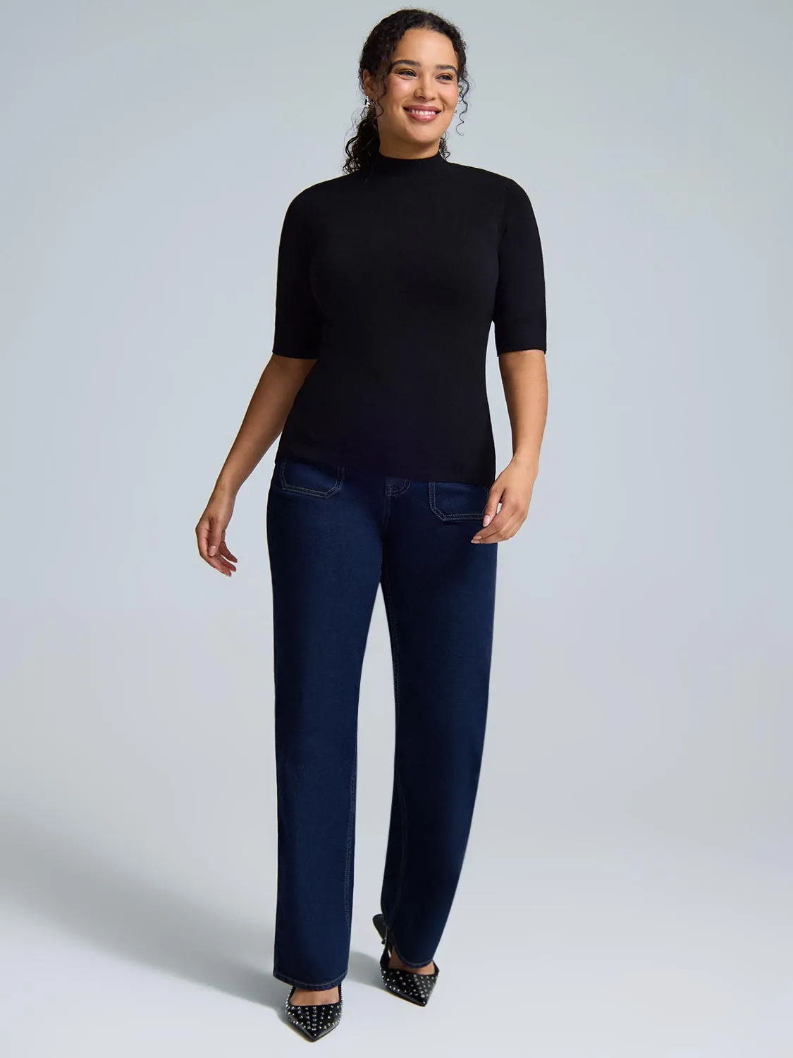 Elbow Sleeve Mock Neck Top sold by Suzy Shier product image thumbnail 2