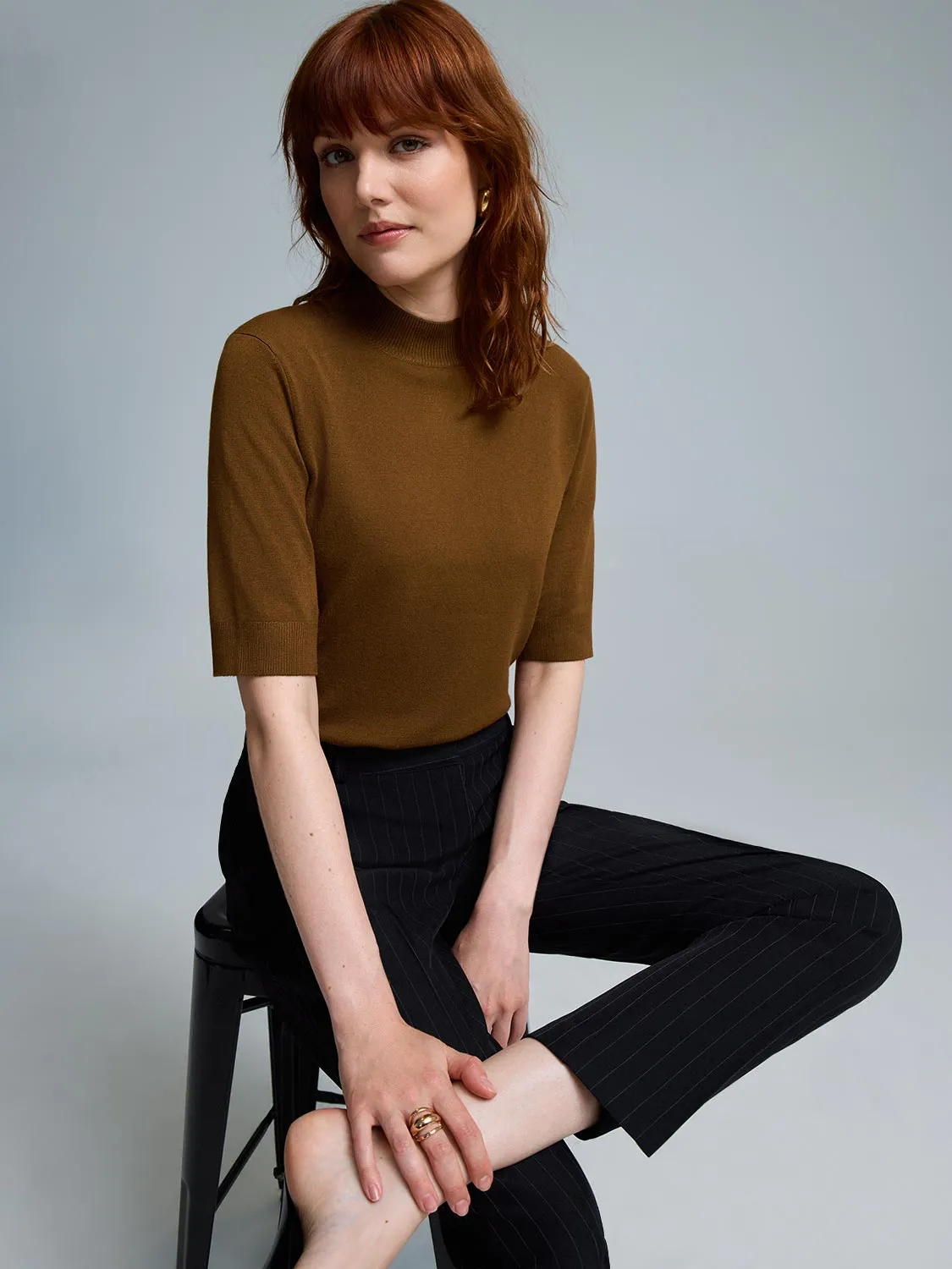 Elbow Sleeve Mock Neck Top sold by Suzy Shier product image thumbnail 5