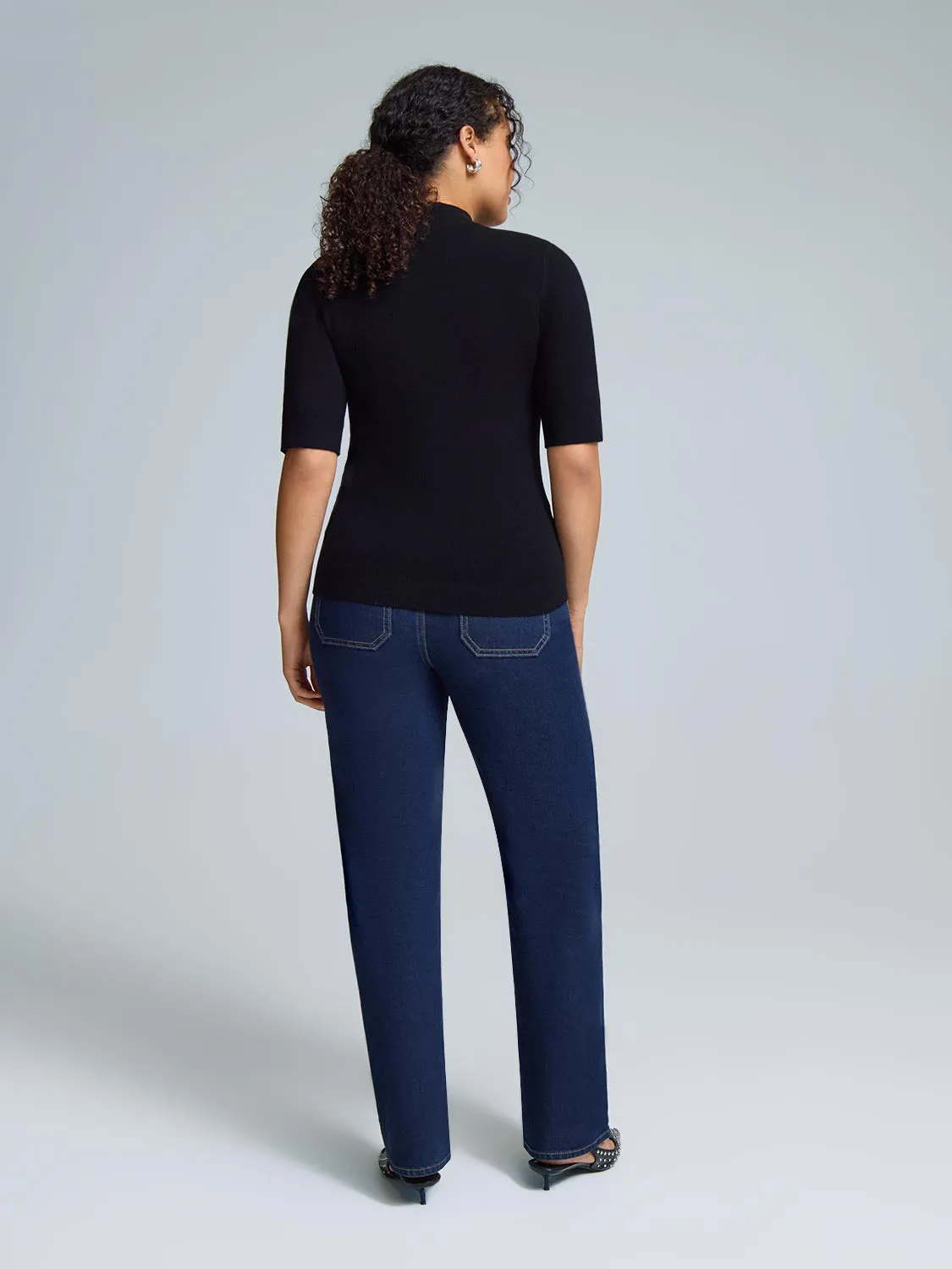 Elbow Sleeve Mock Neck Top sold by Suzy Shier product image thumbnail 4