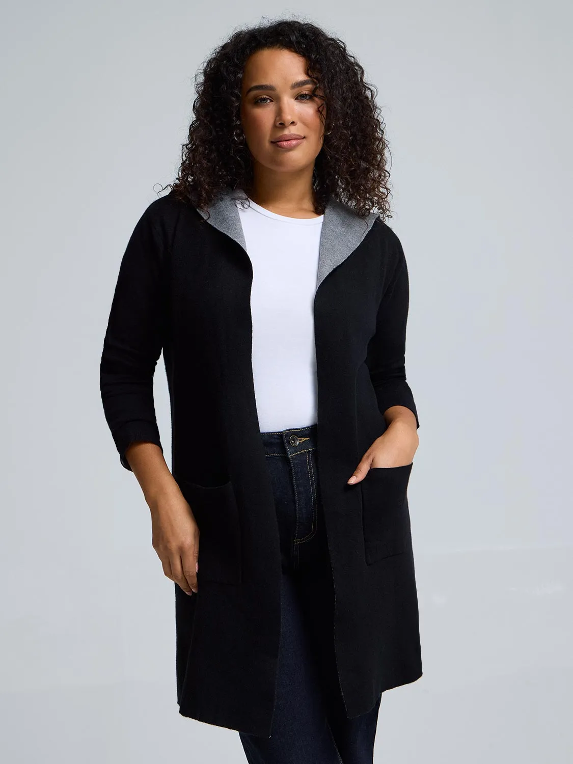 Hooded Jacquard Duster sold by Suzy Shier product image thumbnail 3