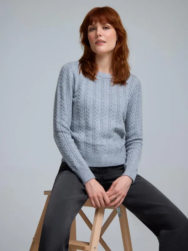 Crew Neck Cable Knit Sweater sold by Suzy Shier