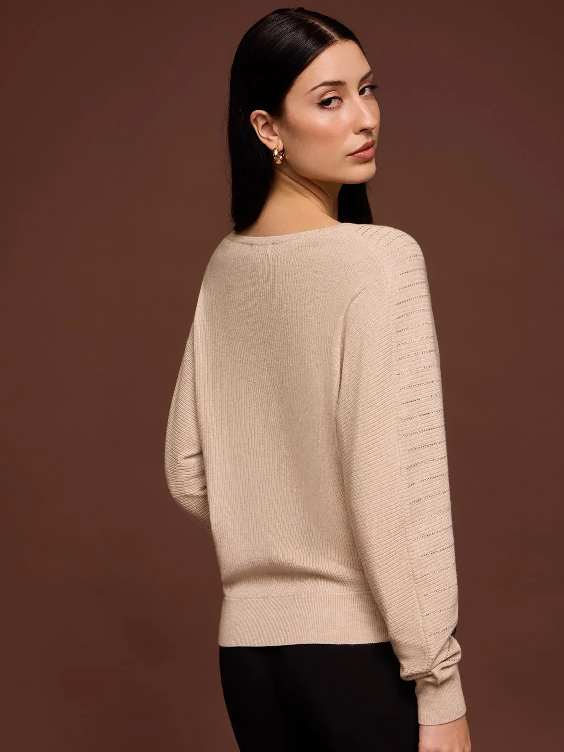 Ribbed Sweater With Cascading Rhinestones sold by Suzy Shier product image thumbnail 5