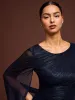 Metallic Crinkle Knit Sheath Dress With Cape sold by Suzy Shier