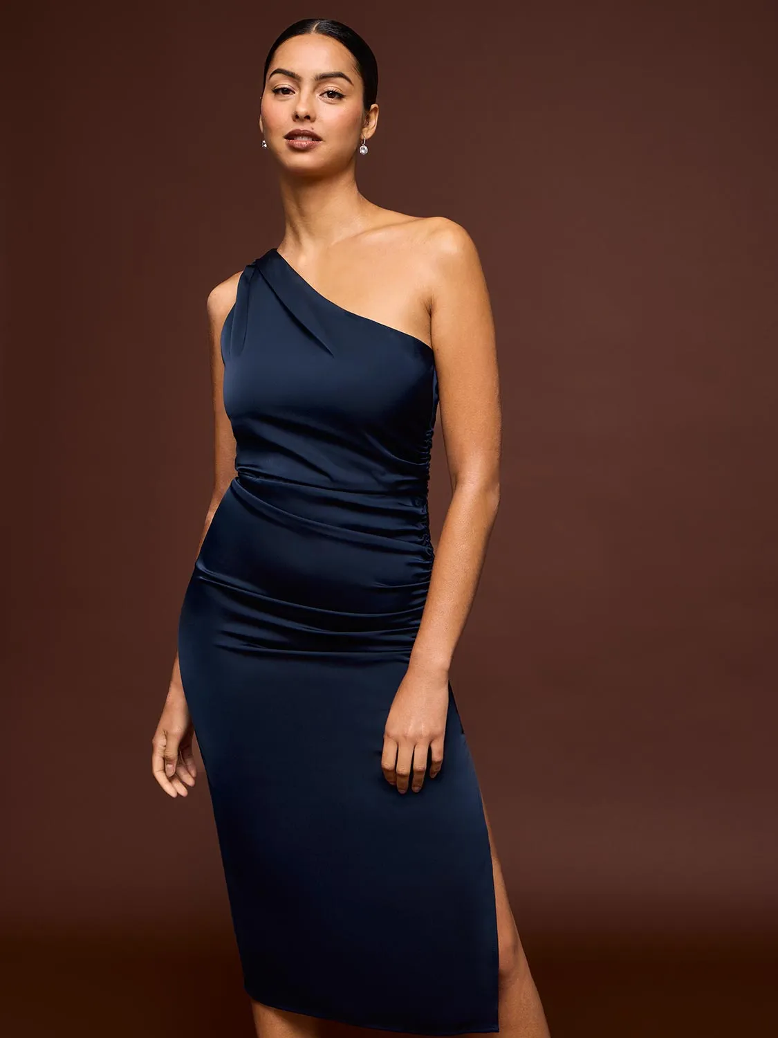 One-Shoulder Satin Midi Dress sold by Suzy Shier product image thumbnail 2