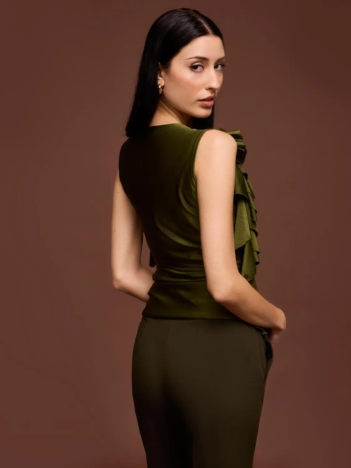 Sleeveless Rosette Ruffle Top sold by Suzy Shier product image thumbnail 4