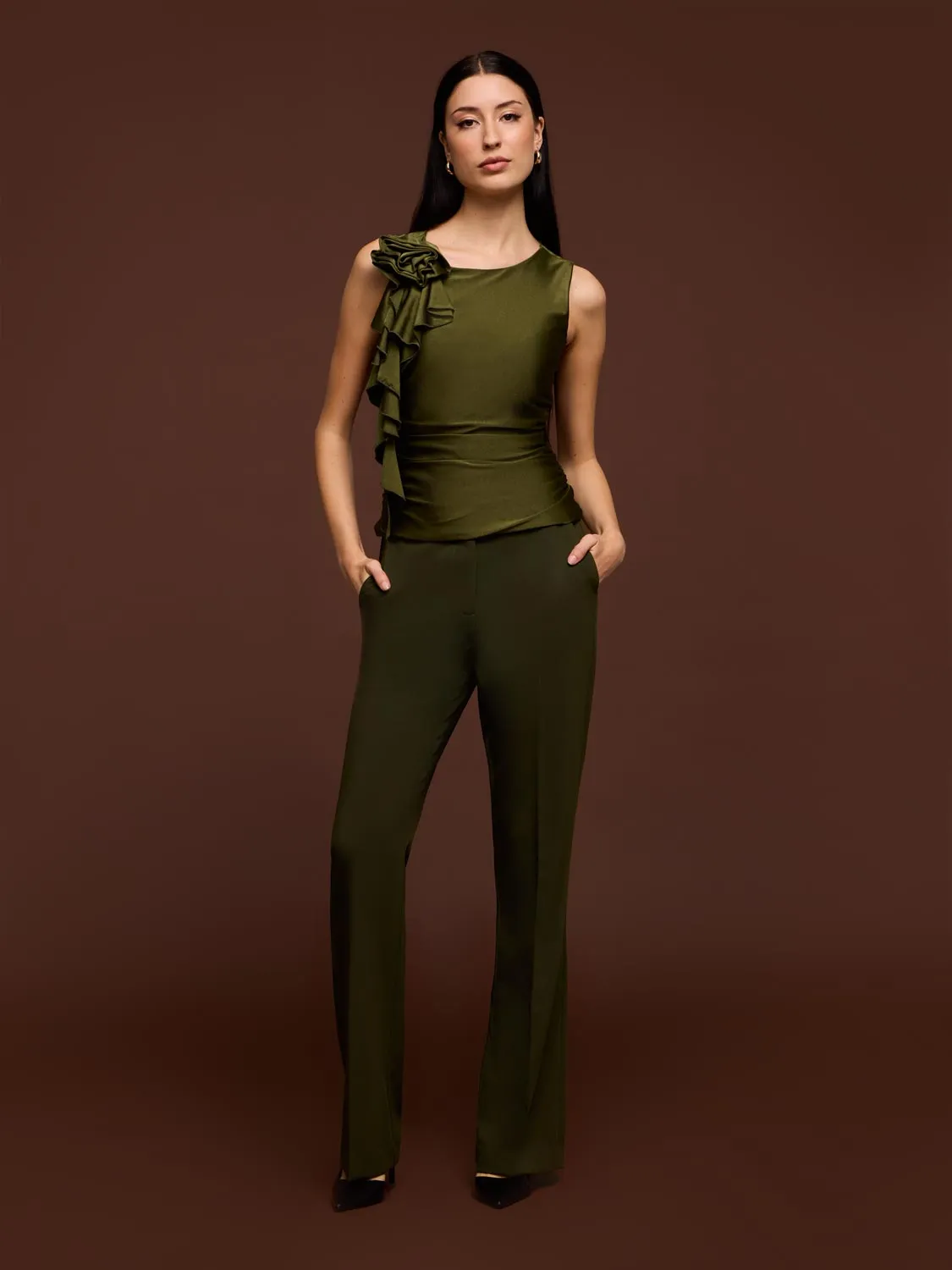 Sleeveless Rosette Ruffle Top sold by Suzy Shier product image thumbnail 2