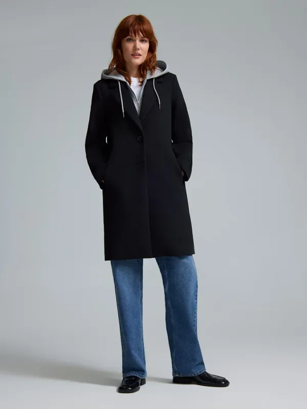 Mid-Length Coat With Removable Hood sold by Suzy Shier