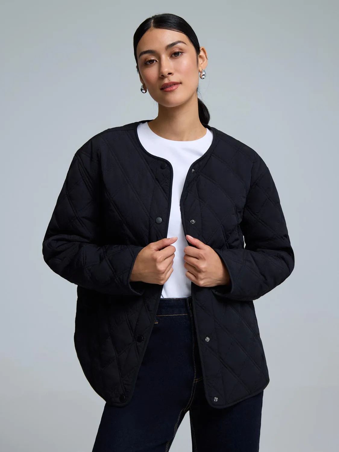 Quilted Jacket With Removable Hood sold by Suzy Shier product image thumbnail 5