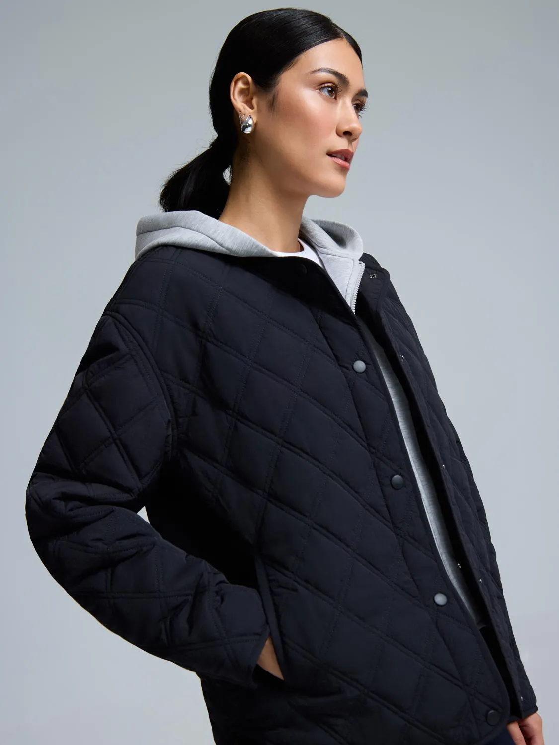Quilted Jacket With Removable Hood sold by Suzy Shier product image thumbnail 2