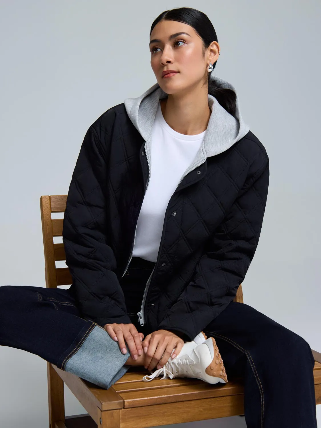 Quilted Jacket With Removable Hood sold by Suzy Shier