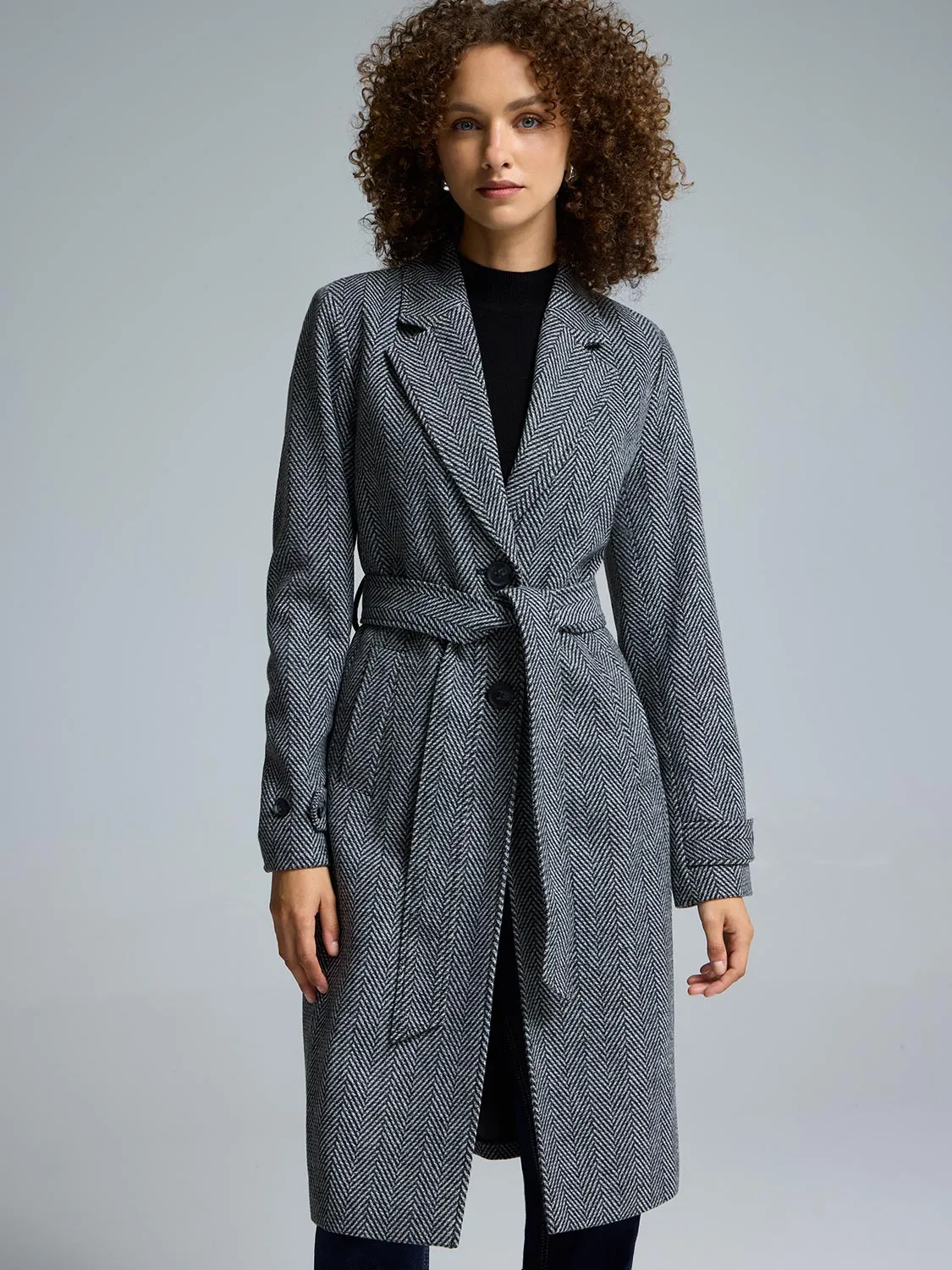 Herringbone Faux Wool Coat sold by Suzy Shier product image thumbnail 2