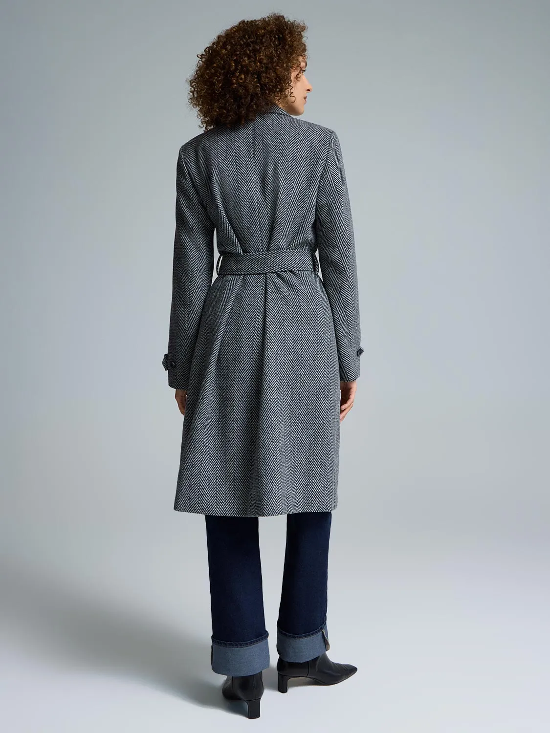 Herringbone Faux Wool Coat sold by Suzy Shier product image thumbnail 5
