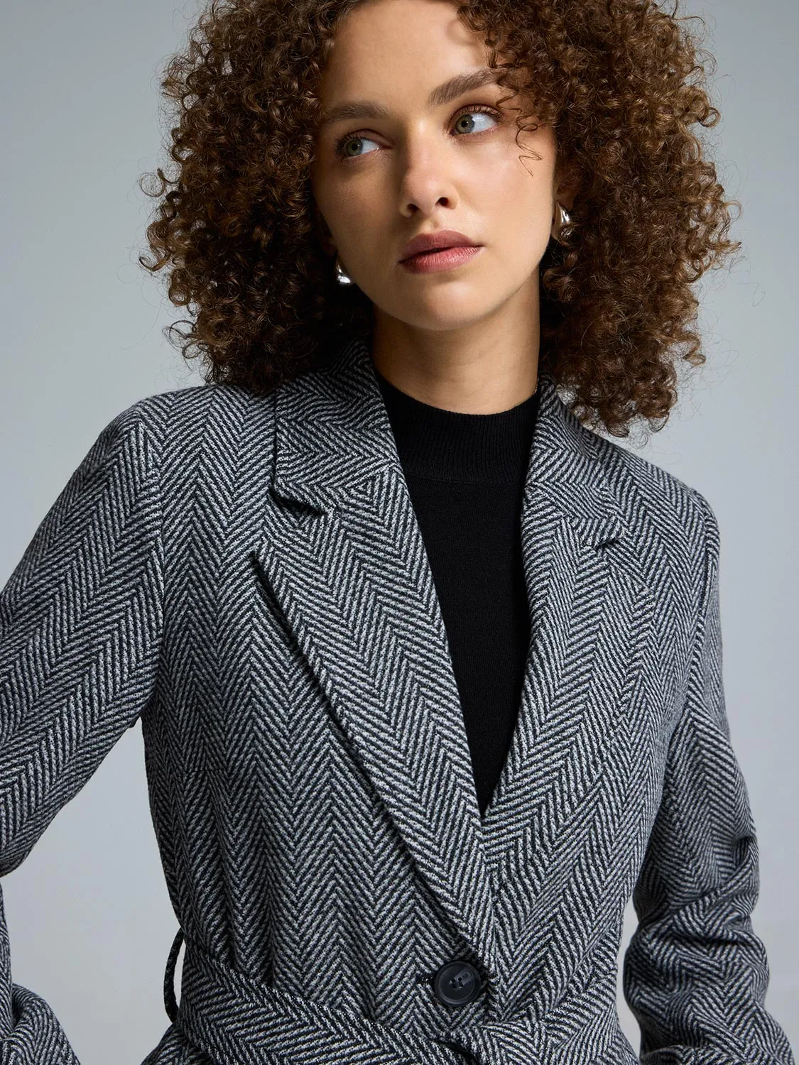 Herringbone Faux Wool Coat sold by Suzy Shier product image thumbnail 4