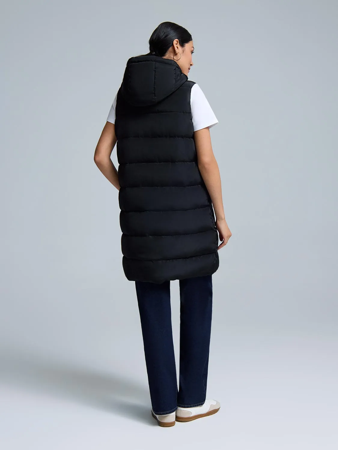 Long Hooded Puffer Vest sold by Suzy Shier product image thumbnail 5