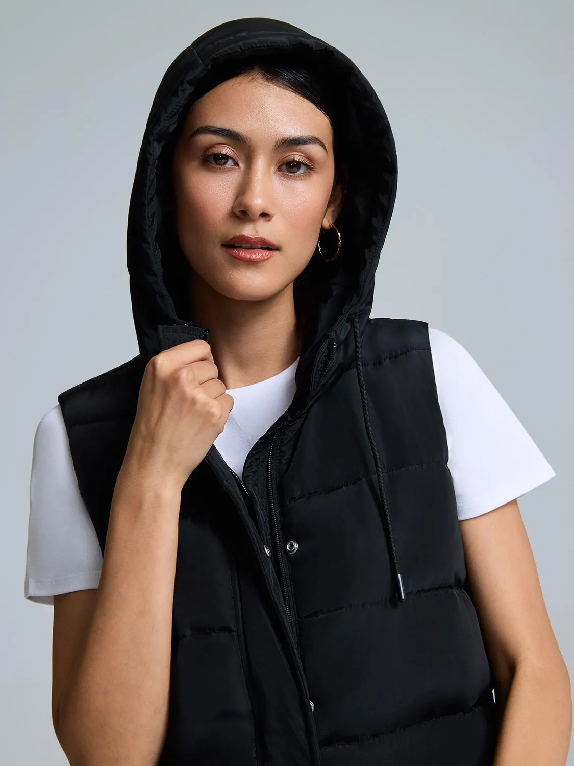 Long Hooded Puffer Vest sold by Suzy Shier product image thumbnail 2