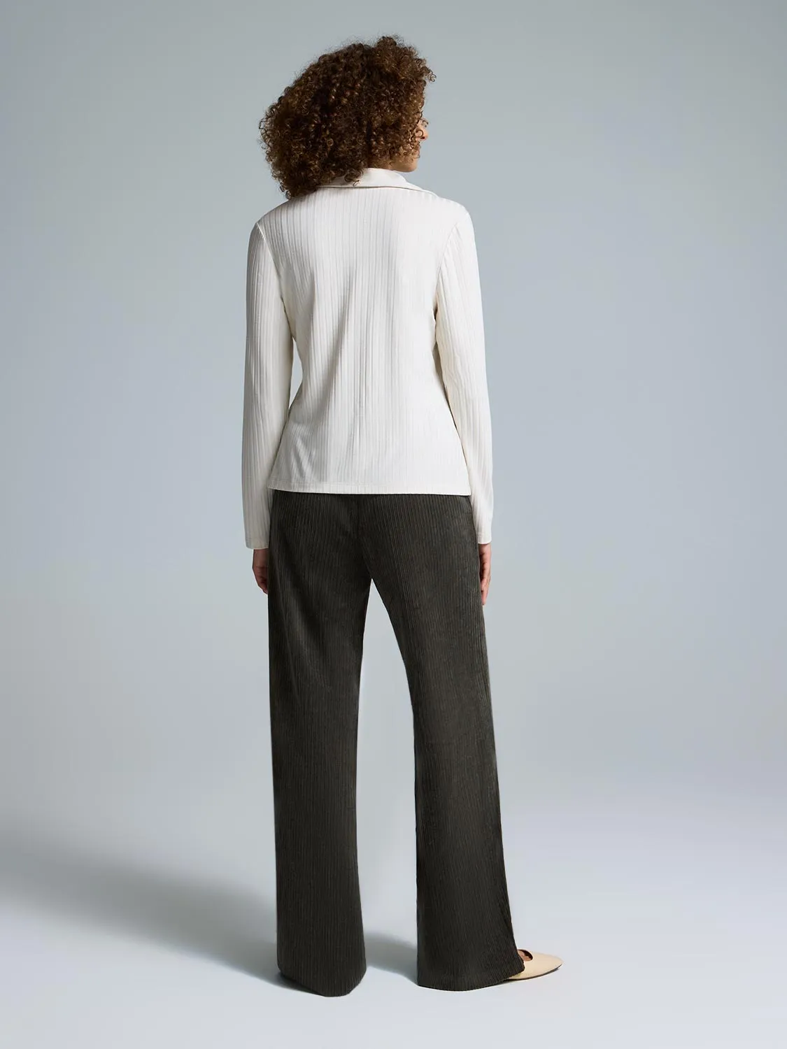 Ribbed Button-Front Blouse sold by Suzy Shier product image thumbnail 4