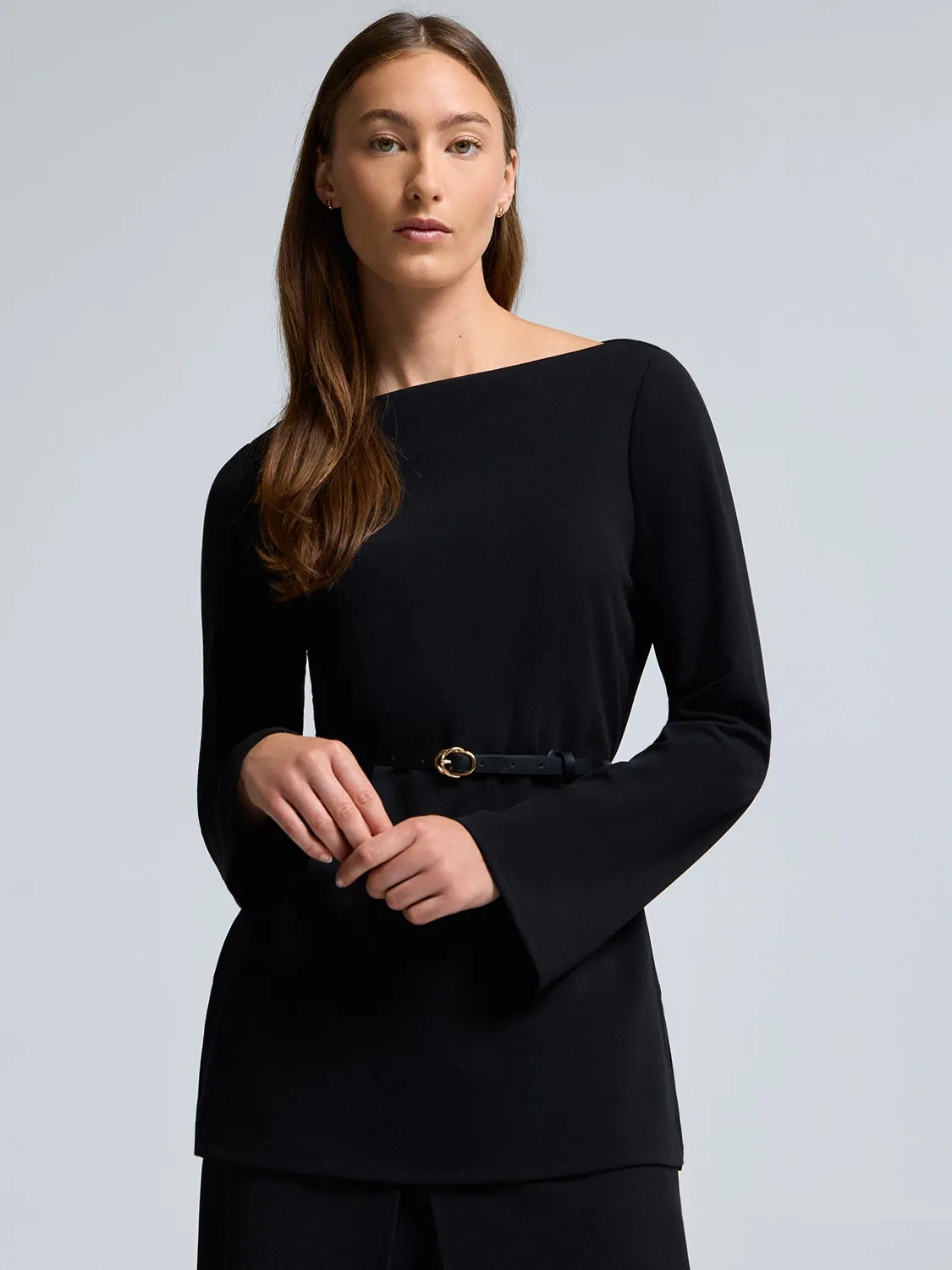 Boat Neck Belted Tunic Top sold by Suzy Shier product image thumbnail 2