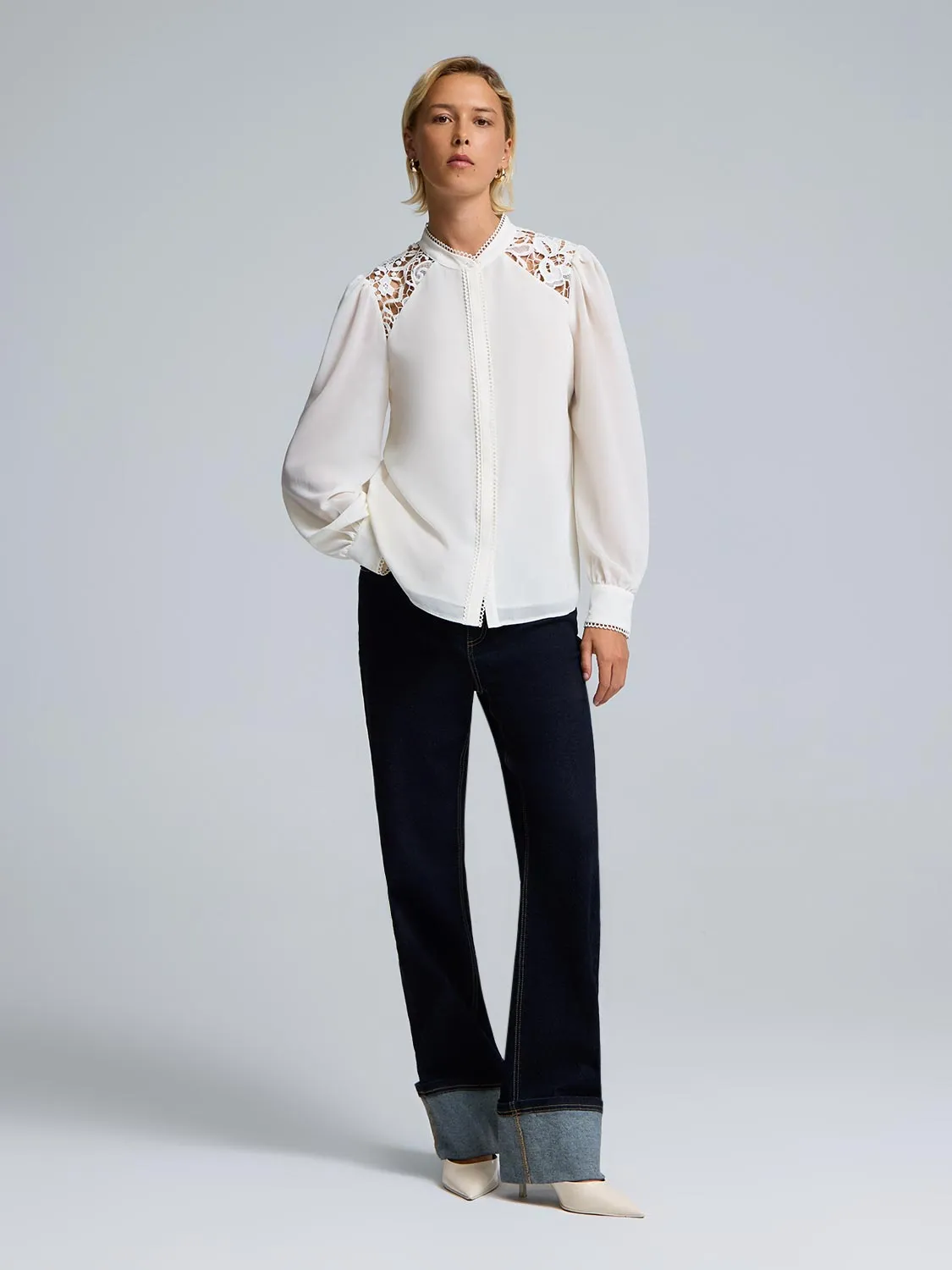 Lace Detail Chiffon Blouse sold by Suzy Shier product image thumbnail 3