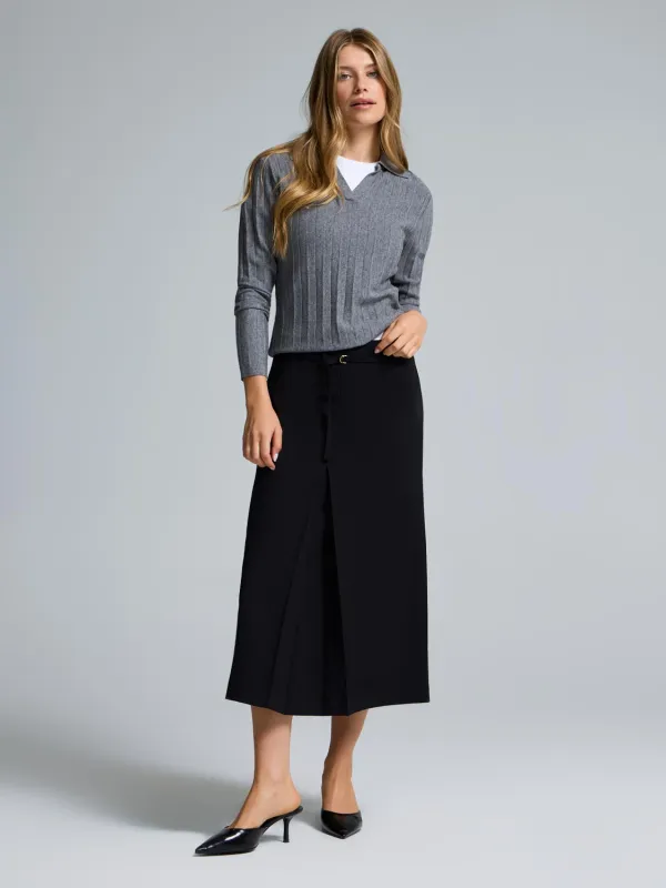 Box-Pleated Midi Skirt sold by Suzy Shier