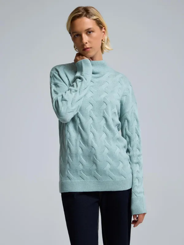 Basketweave Mock Neck Sweater sold by Suzy Shier