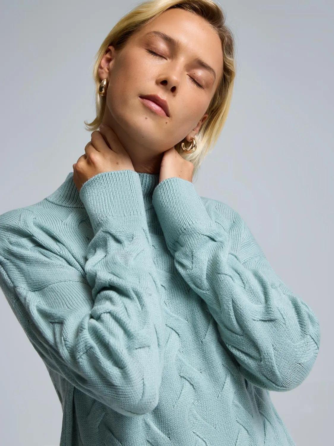 Basketweave Mock Neck Sweater sold by Suzy Shier product image thumbnail 2