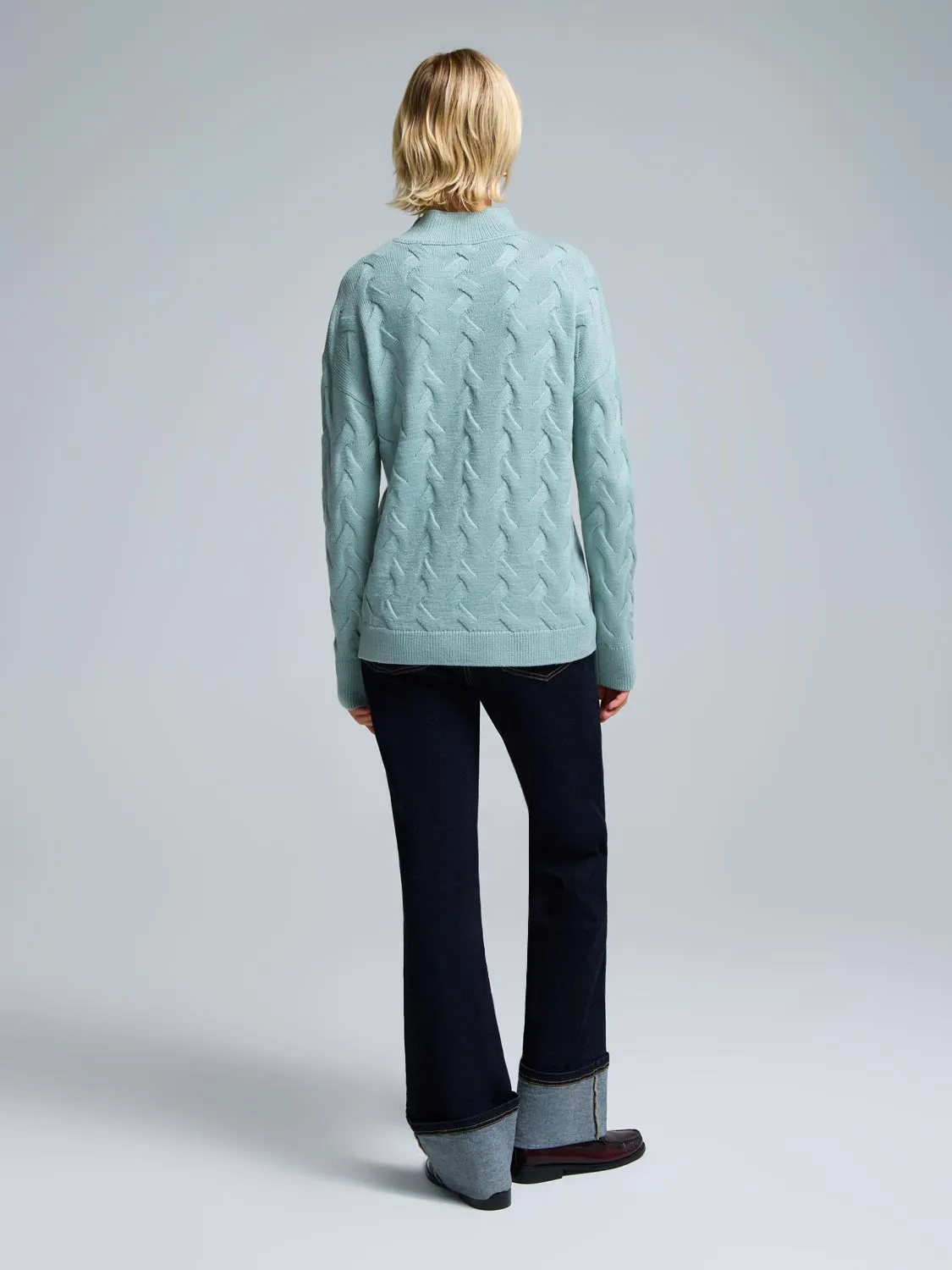 Basketweave Mock Neck Sweater sold by Suzy Shier product image thumbnail 3