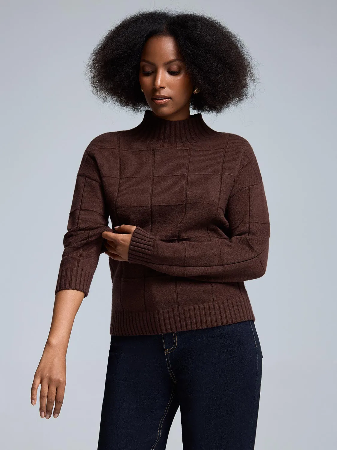 Square Pattern Mock Neck Sweater sold by Suzy Shier product image thumbnail 2