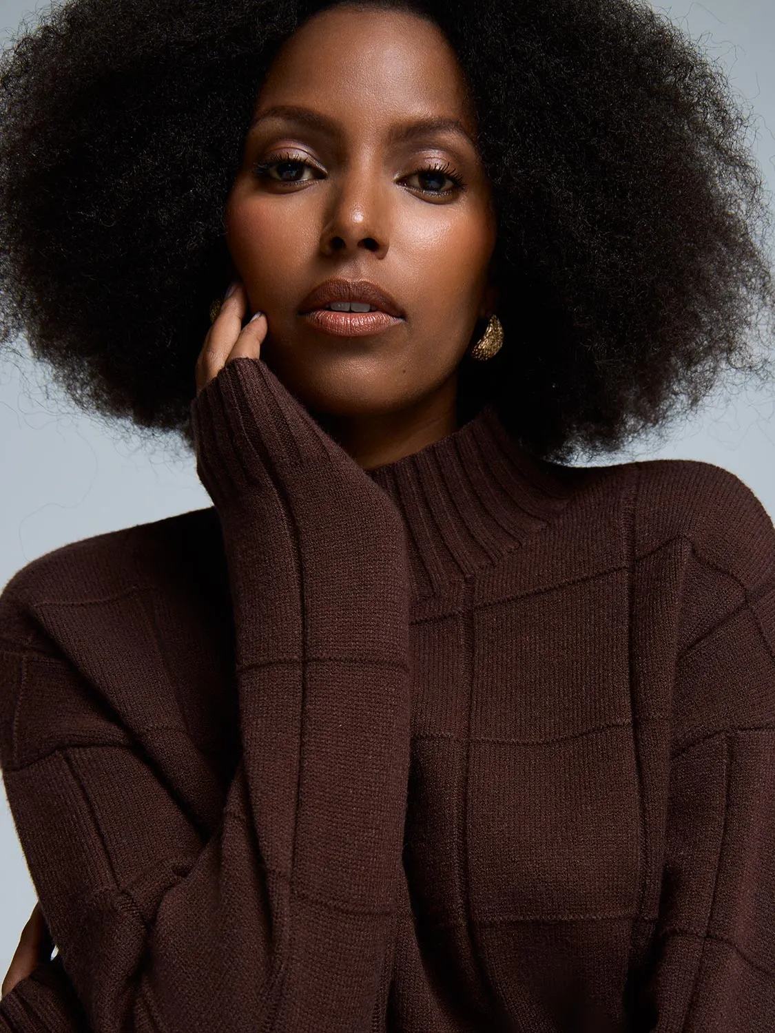 Square Pattern Mock Neck Sweater sold by Suzy Shier product image thumbnail 3