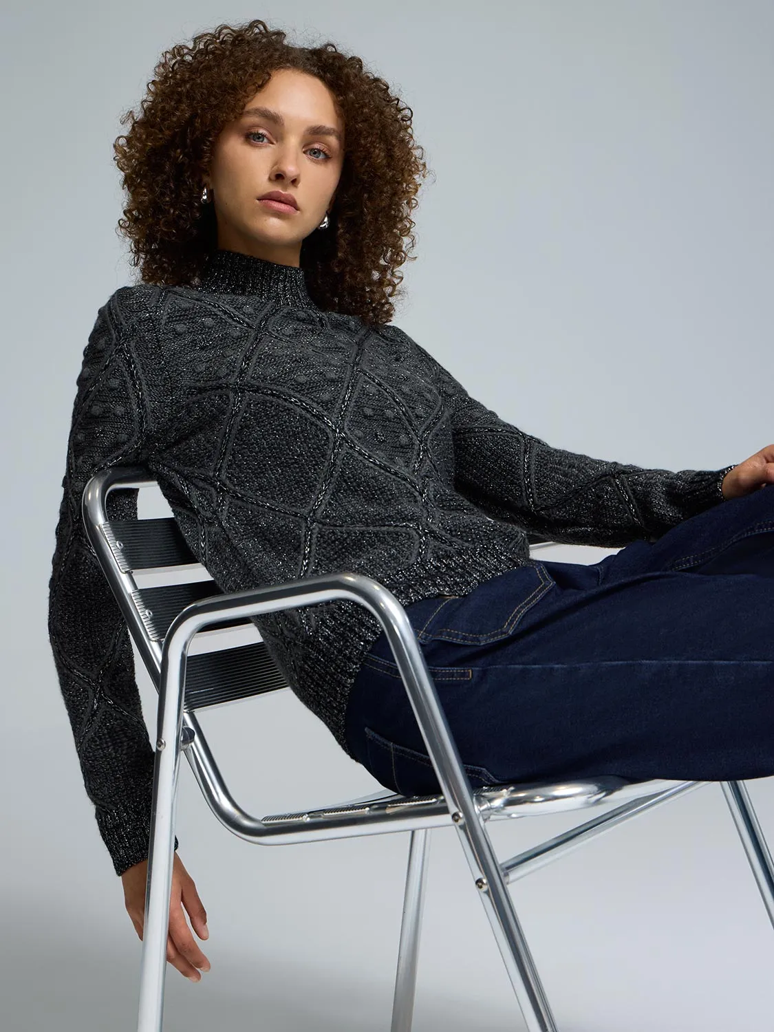 Mock Neck Pom Pom Detailed Sweater sold by Suzy Shier product image thumbnail 5