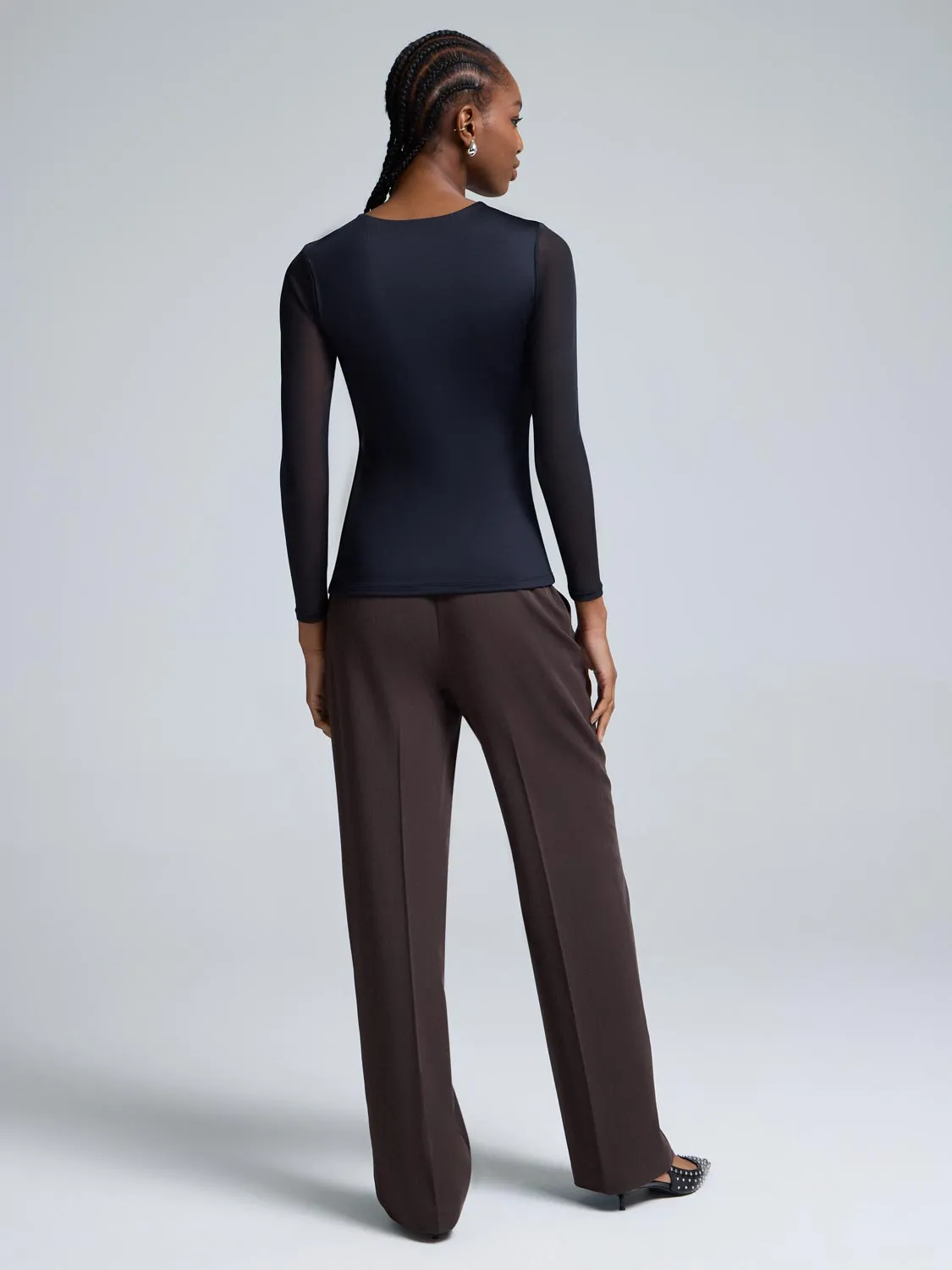 Mesh Sleeve Double Layer Top sold by Suzy Shier product image thumbnail 4