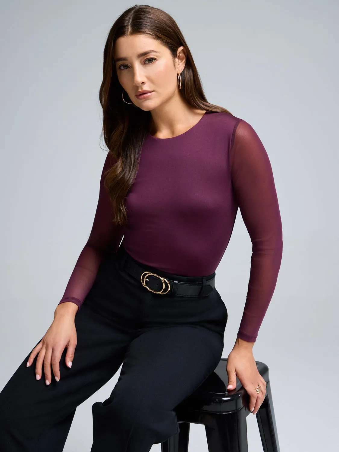 Mesh Sleeve Double Layer Top sold by Suzy Shier product image thumbnail 5