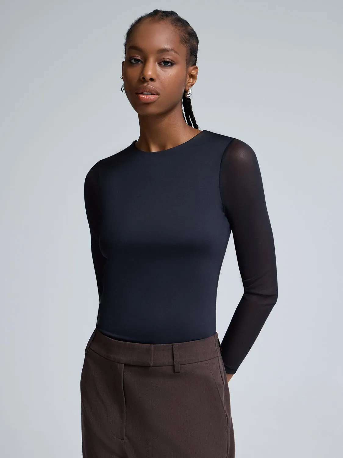 Mesh Sleeve Double Layer Top sold by Suzy Shier product image thumbnail 2