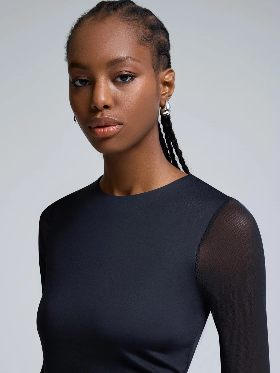 Mesh Sleeve Double Layer Top sold by Suzy Shier product image thumbnail 3