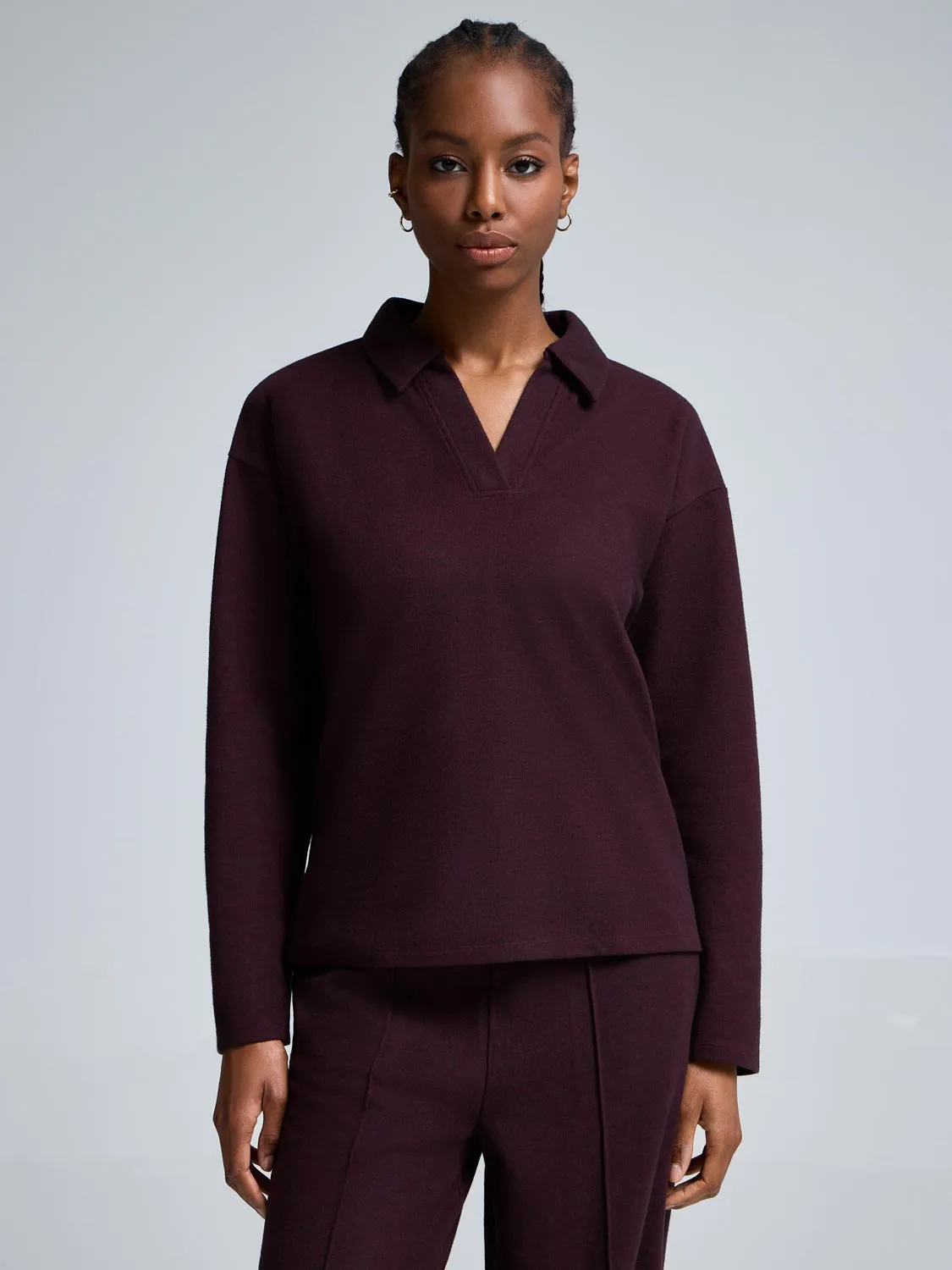 Johnny Collar Ribbed Cotton-Blend Top sold by Suzy Shier product image thumbnail 2