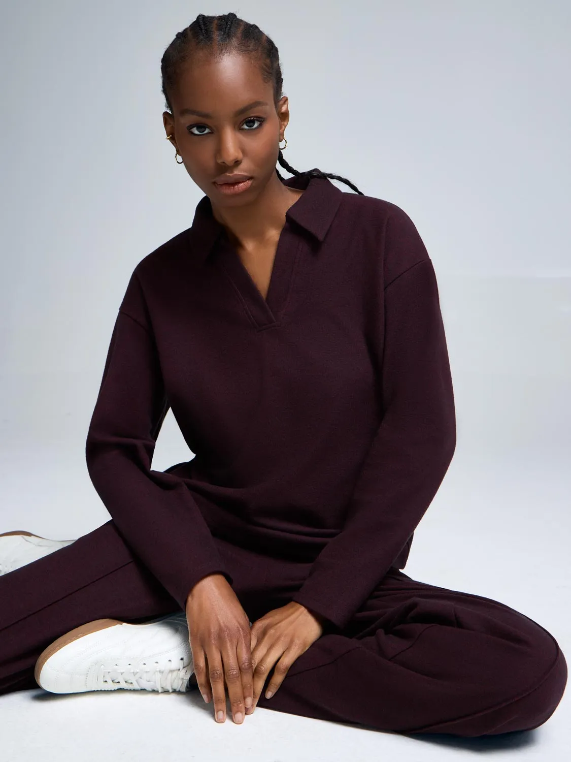 Johnny Collar Ribbed Cotton-Blend Top sold by Suzy Shier