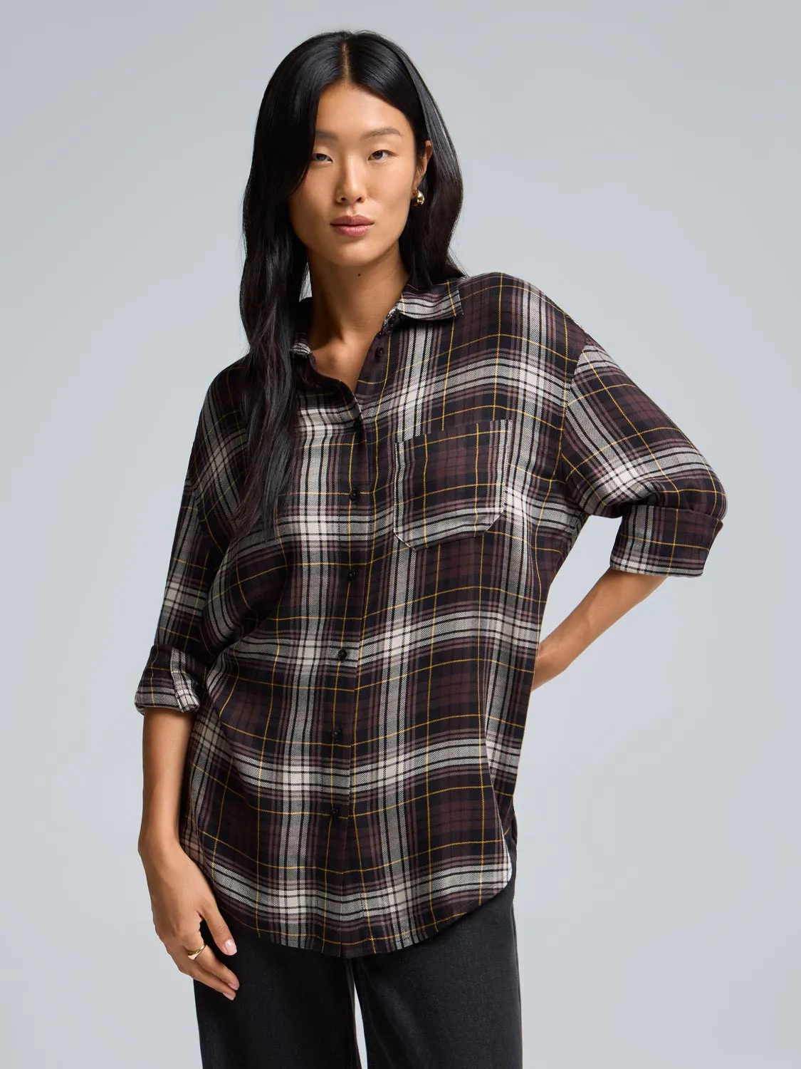 Plaid Button-Front Blouse sold by Suzy Shier product image thumbnail 2
