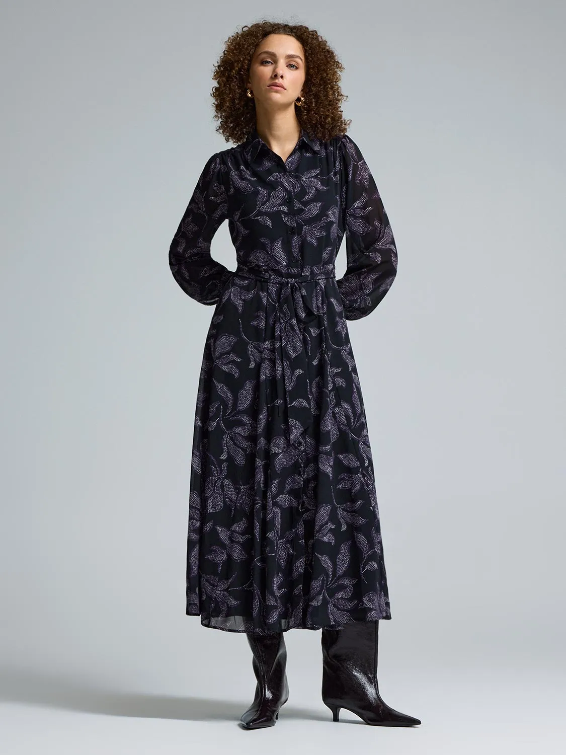 Floral Chiffon Maxi Shirt Dress sold by Suzy Shier product image thumbnail 3