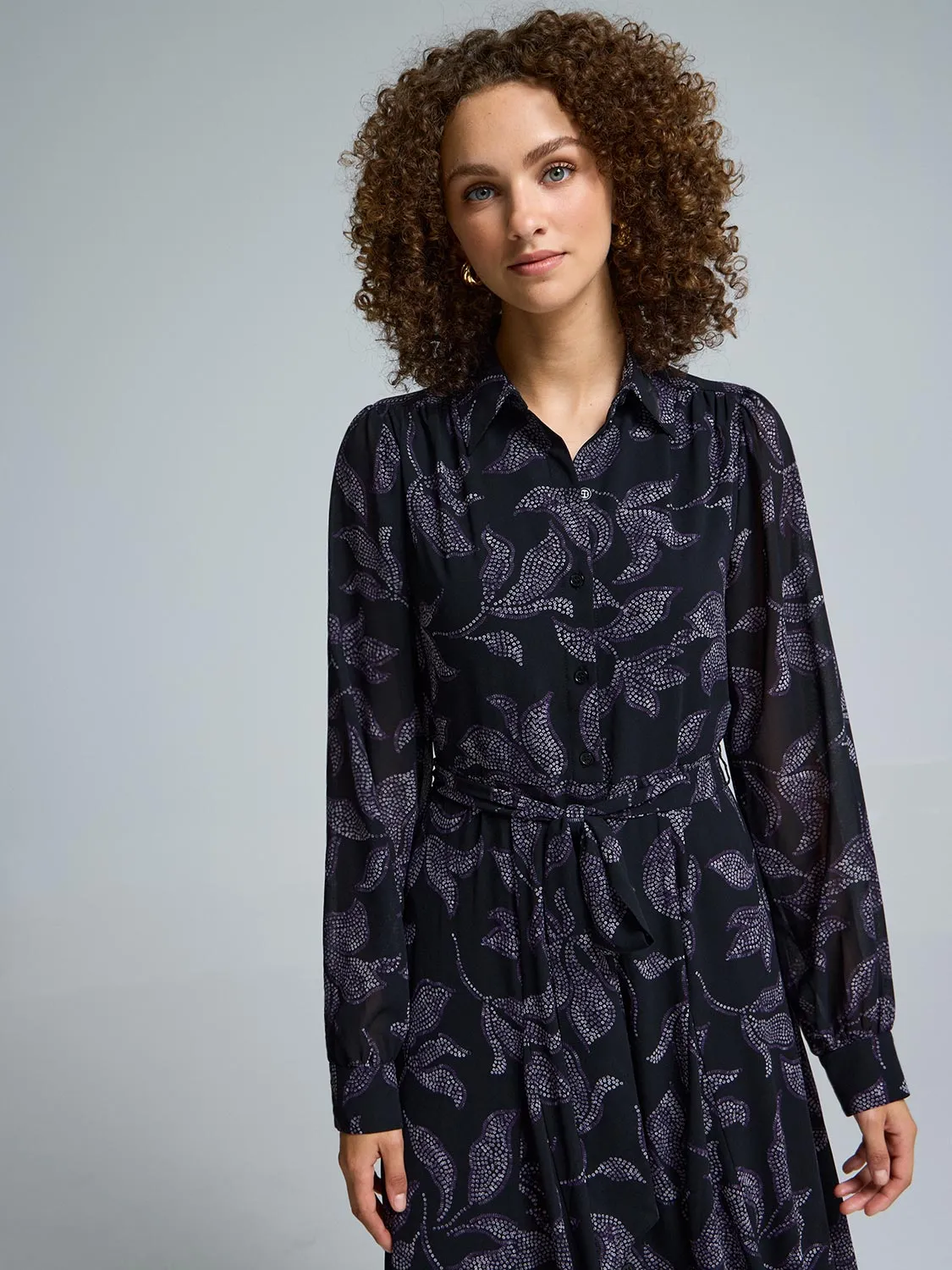 Floral Chiffon Maxi Shirt Dress sold by Suzy Shier product image thumbnail 2