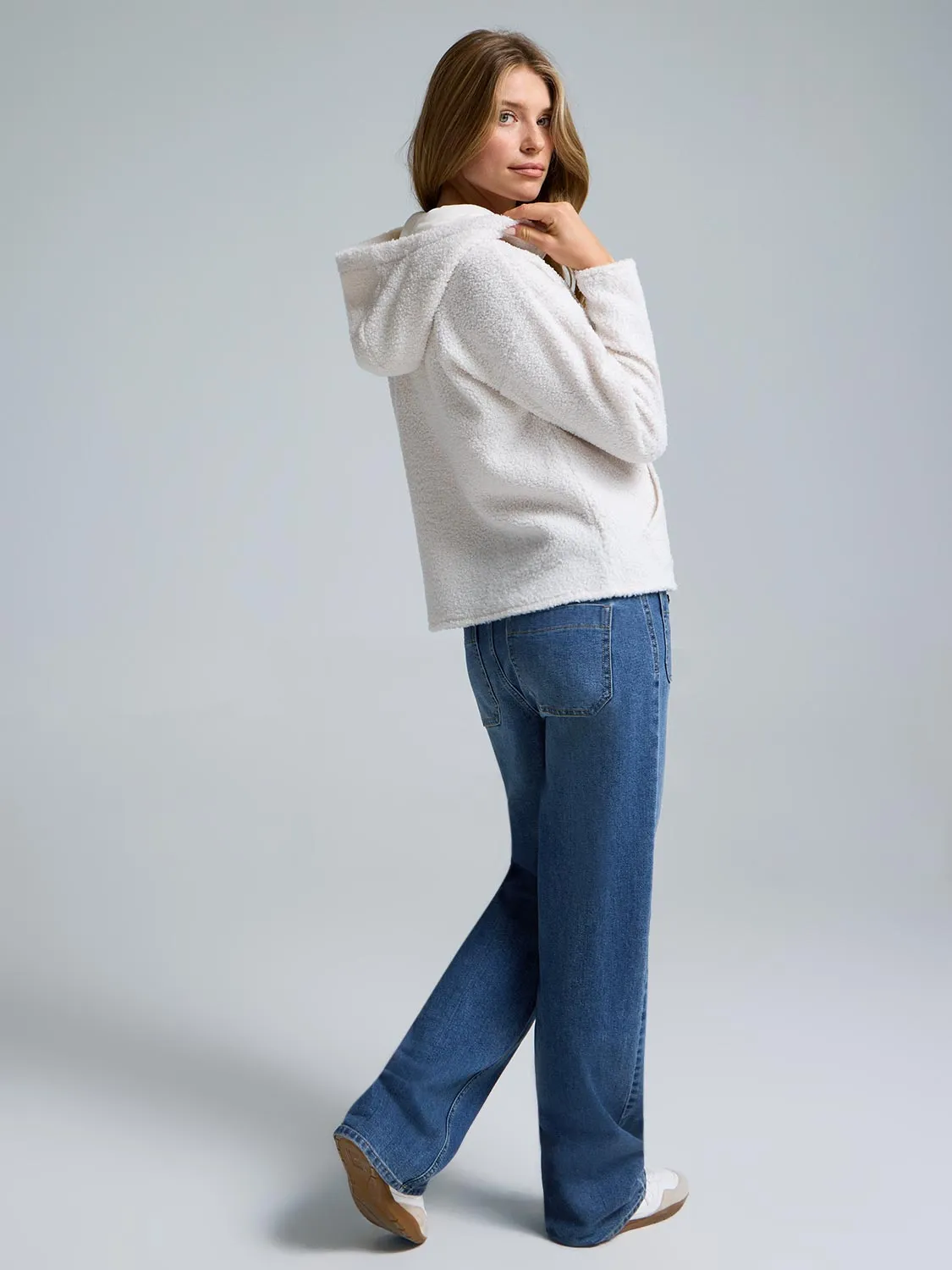 Quarter-Zip Sherpa Hoodie sold by Suzy Shier product image thumbnail 4