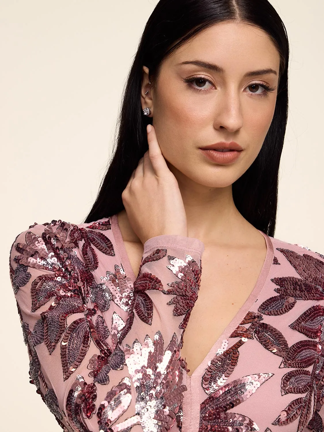 Floral Sequin Gown sold by Suzy Shier product image thumbnail 5