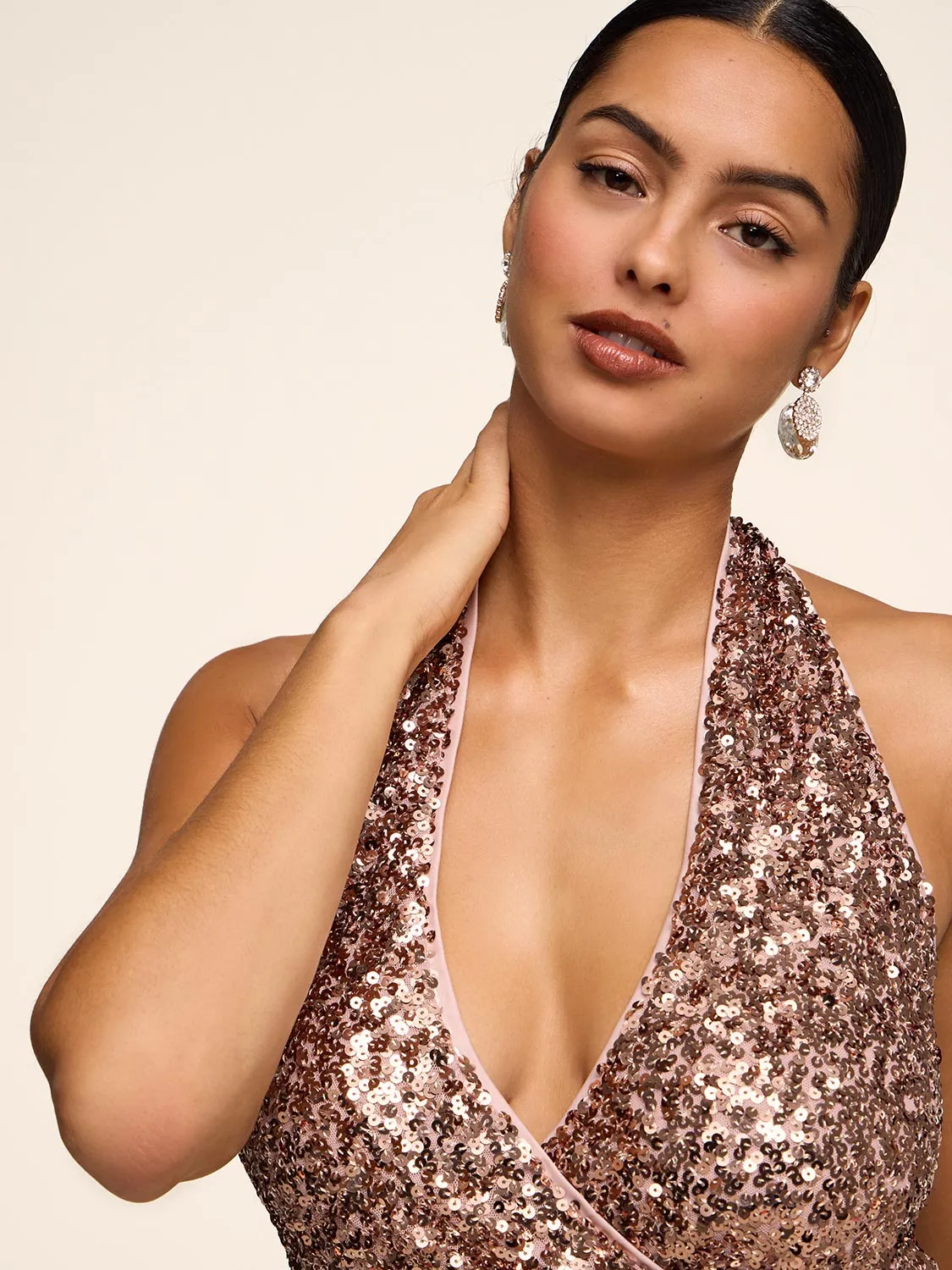 Halter Neck Sequin Dress sold by Suzy Shier product image thumbnail 2