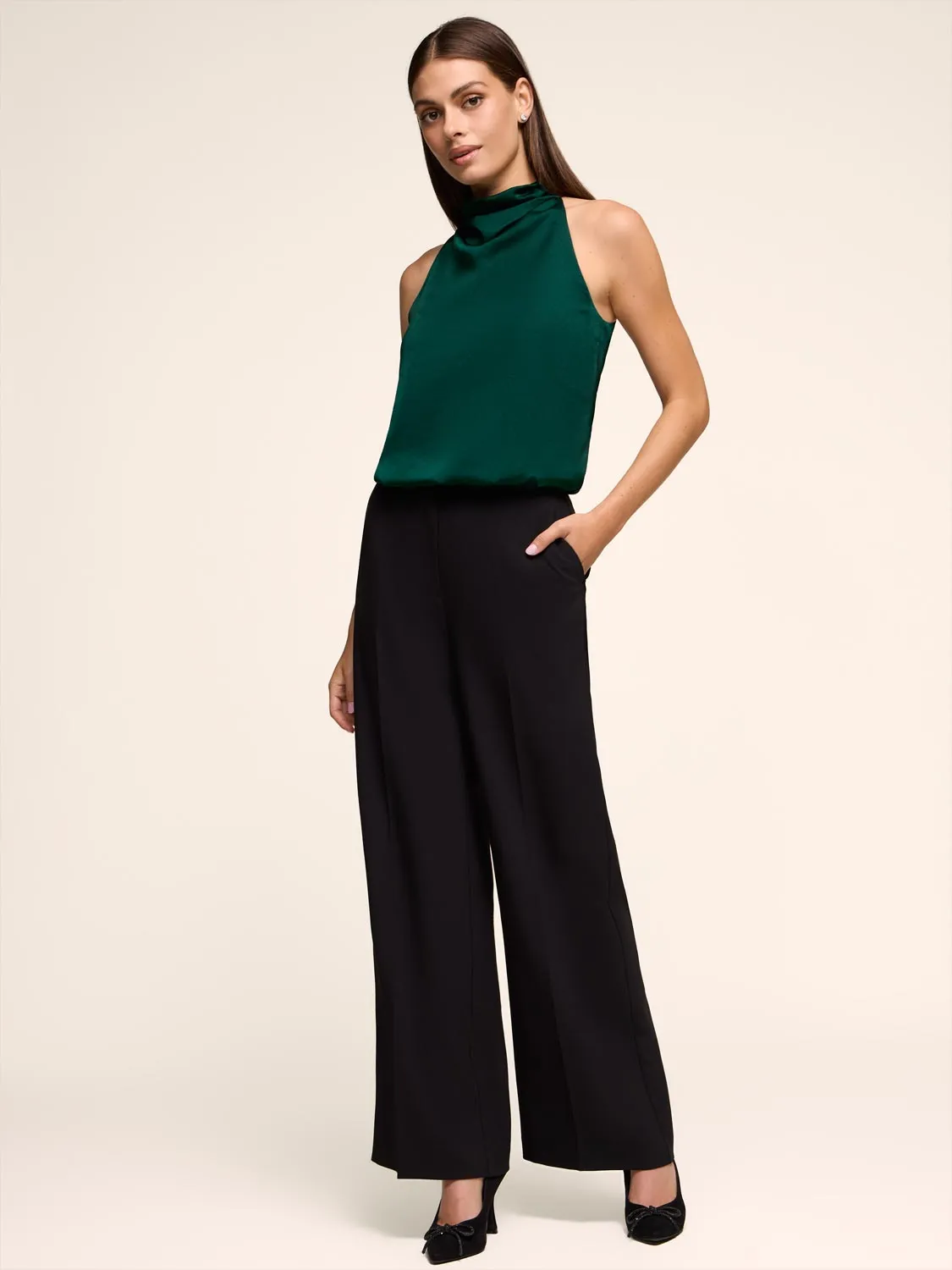 Satin Bubble Hem Top sold by Suzy Shier