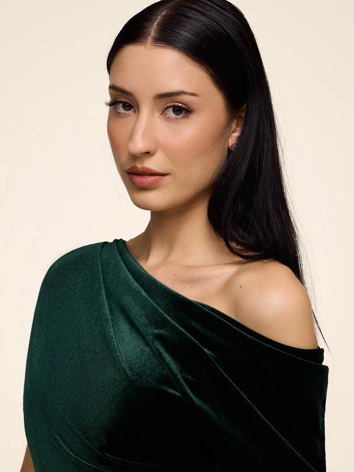 Velvet Gown With Asymmetric Neckline sold by Suzy Shier product image thumbnail 5