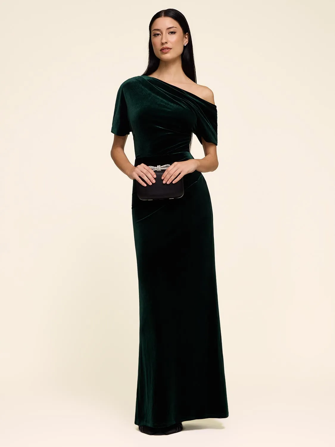 Velvet Gown With Asymmetric Neckline sold by Suzy Shier product image thumbnail 2