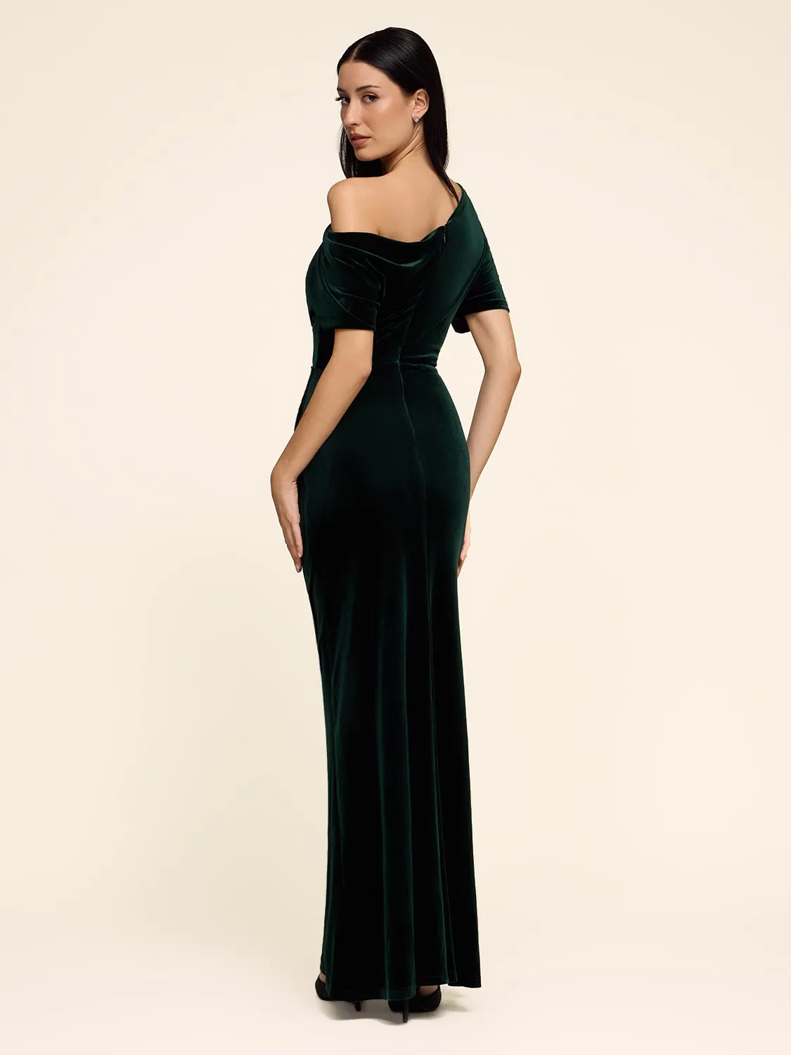 Velvet Gown With Asymmetric Neckline sold by Suzy Shier product image thumbnail 4