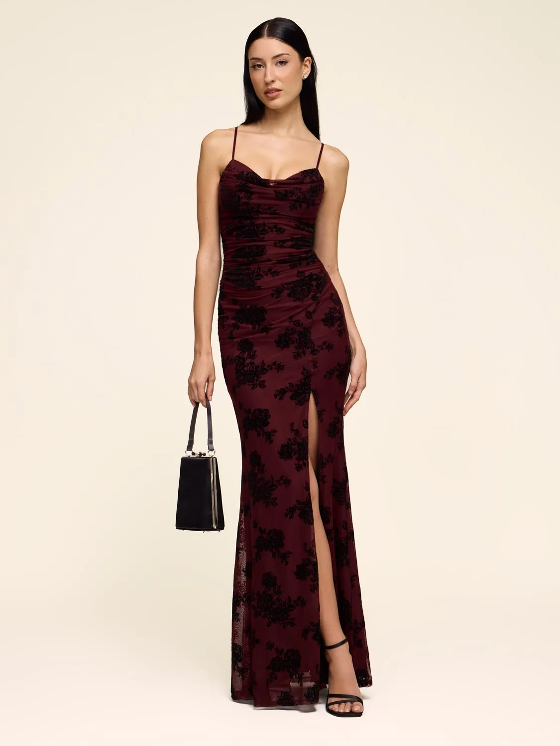 Mesh Gown With Velvet Florals sold by Suzy Shier product image thumbnail 2